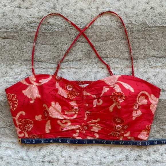 A.L.C. Arit Floral Sweetheart Crop Top in Calla Size 12 - Picture 13 of 16